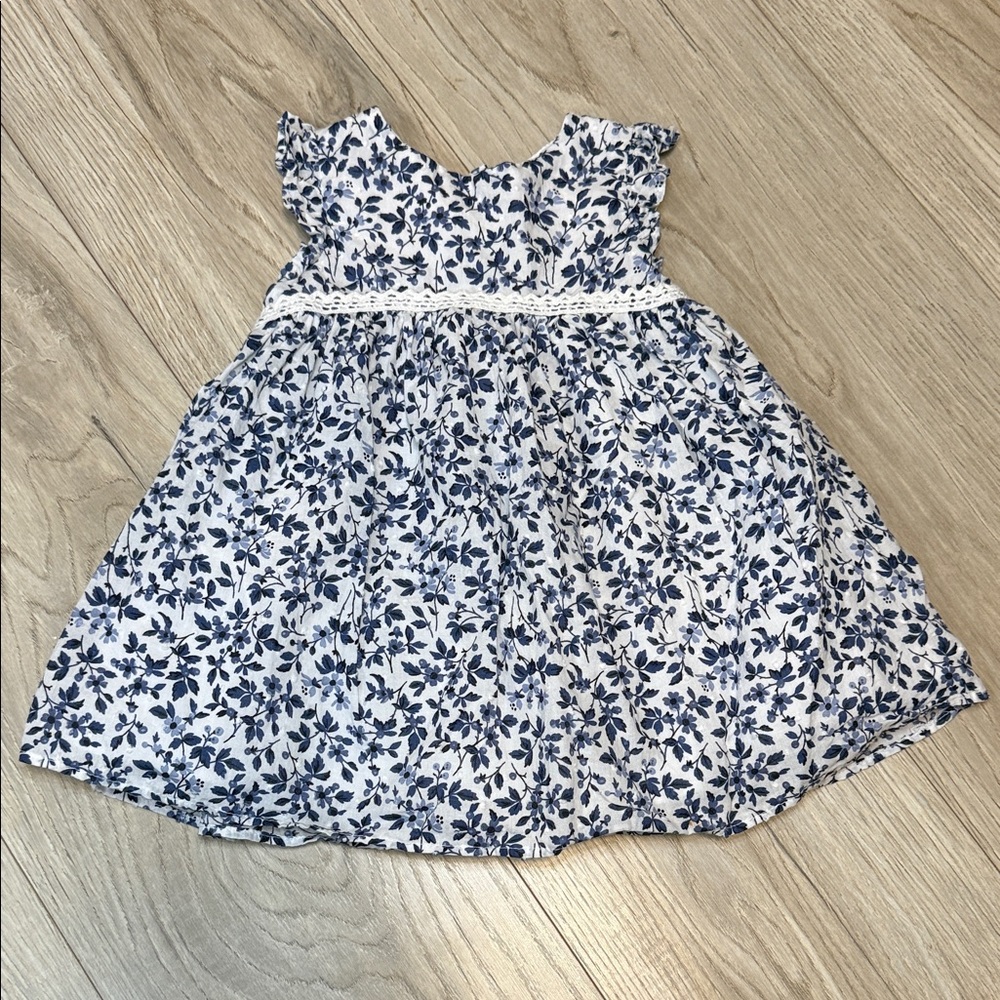Mia & Mimi Baby Girl Blue White Floral Ruffle Lace Trim Dress 6-9M